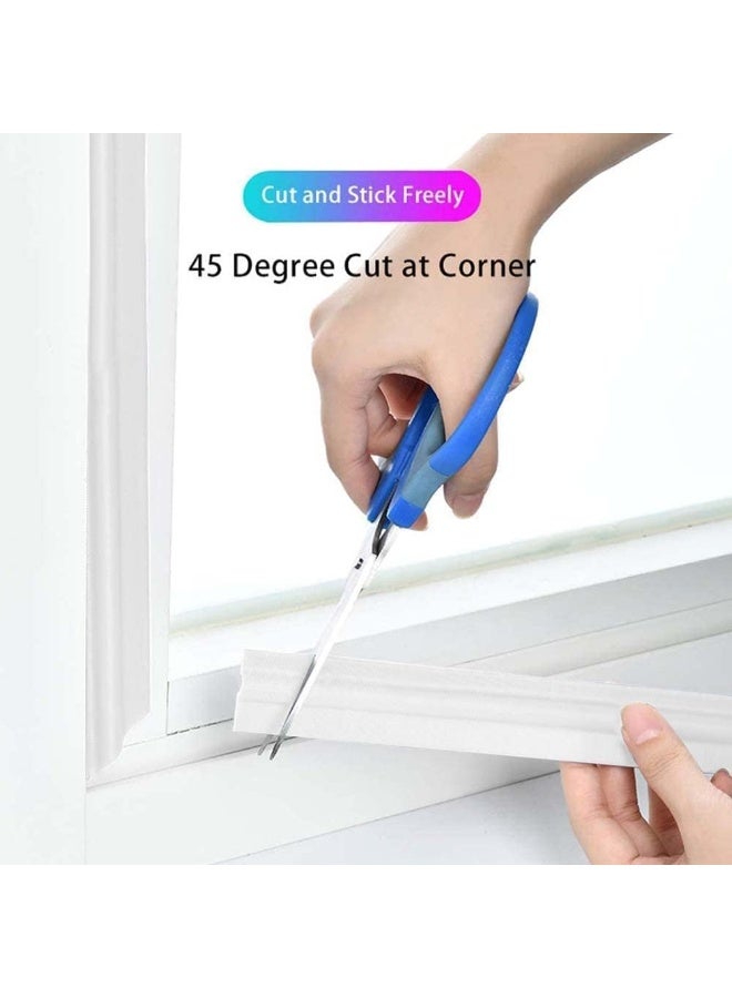 OSHIMA Window Door Weather Stripping, Window and Door Insulation Soundproofing, Door Draft Stopper, elf-Adhesive Cuttable Seal Strip, Self-Adhesive PU Foam 4M Weather Stripping (White) - Image 4